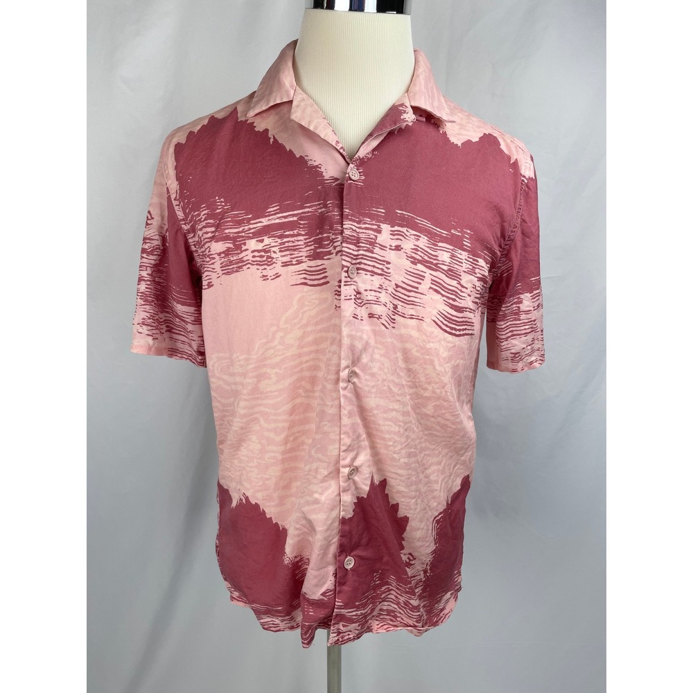 Apari Men Medium Anime Button Up Shirt Short Sleeves Medusa Serpent Snake